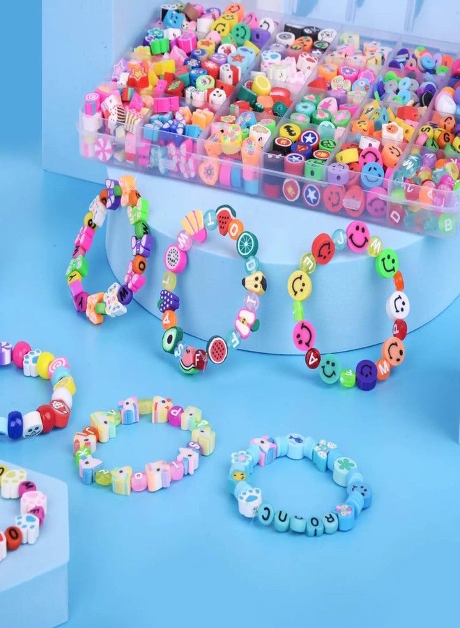 Nuvex Bracelet Making Kit for Girls | 24-Style Polymer Clay Beads & Charms - Fruit, Flower, Animal, Smiley, Butterfly, Heart & Cake Designs | DIY Bracelet, Necklace & Earring Craft Set, Rainbow Bead Box - Image 3